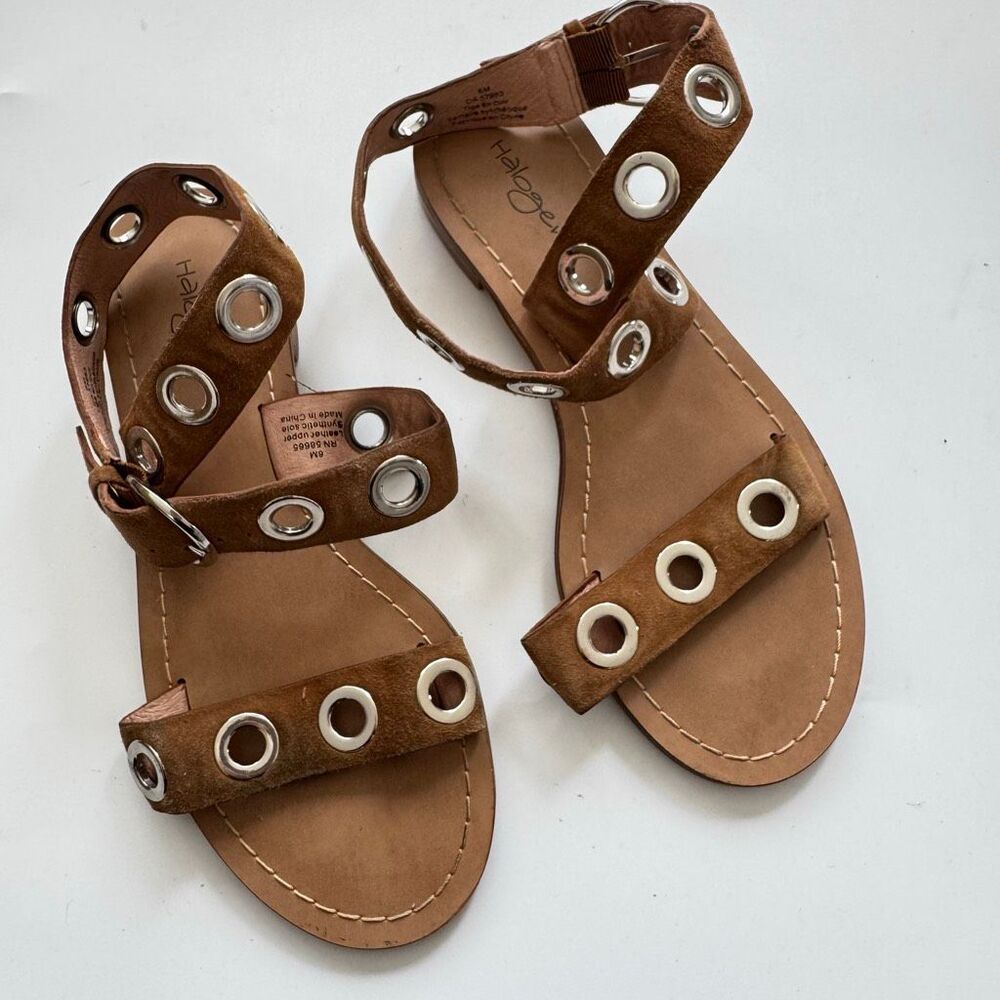 Halogen Suede Leather Wrap Around Boho Festival Brown Summer Sandals Size 6